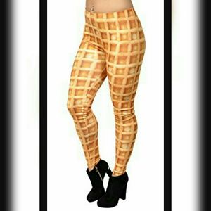 Fun 3D Graphic Waffle Print Leggings - One Size